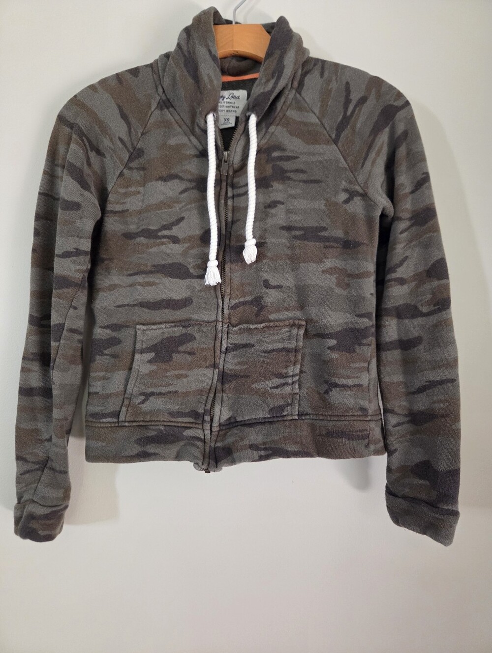 Lucky Brand Lucky Lotus Camo Zip Up Sweatshirt XS